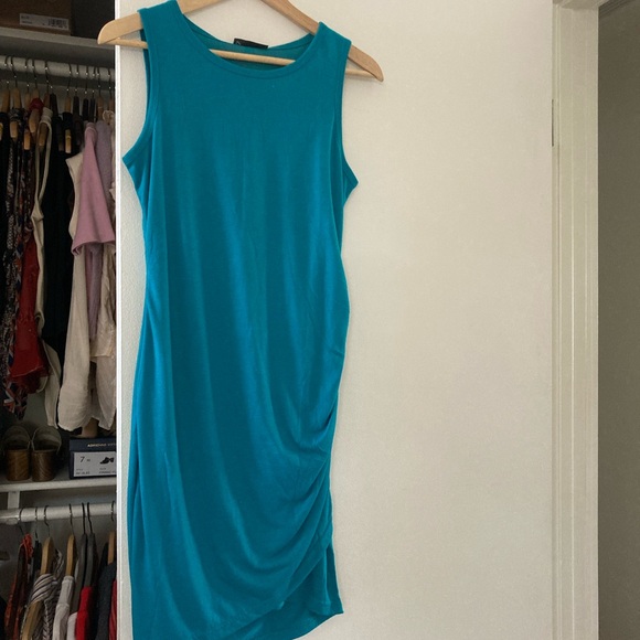 ๐ Turquoise Ruched Mini Dress NWT - Picture 2 of 3